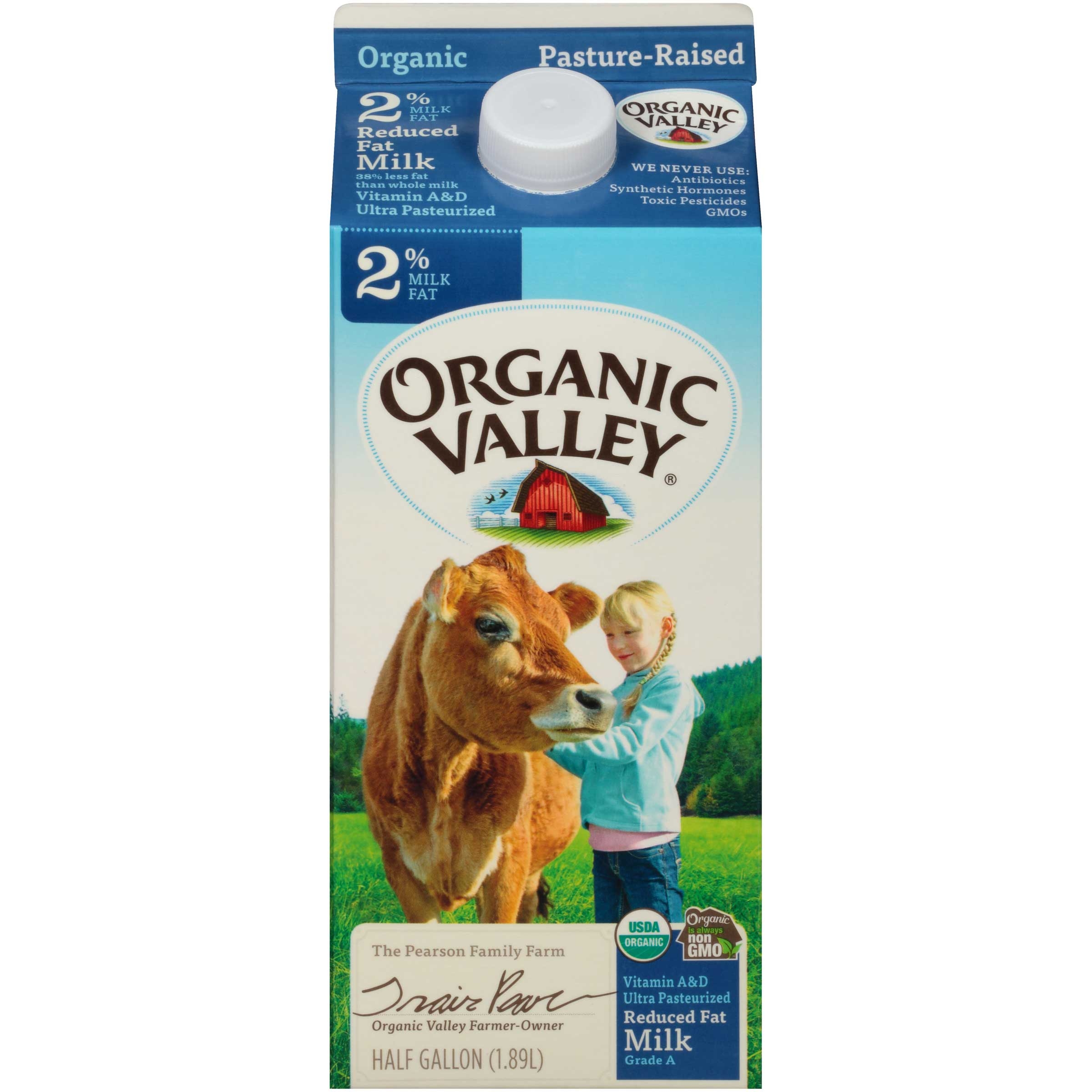 Organic Valley Ultra Pasteurized 2 Percent Reduced Fat Milk, 64 Fluid Ounce -- 6 per case