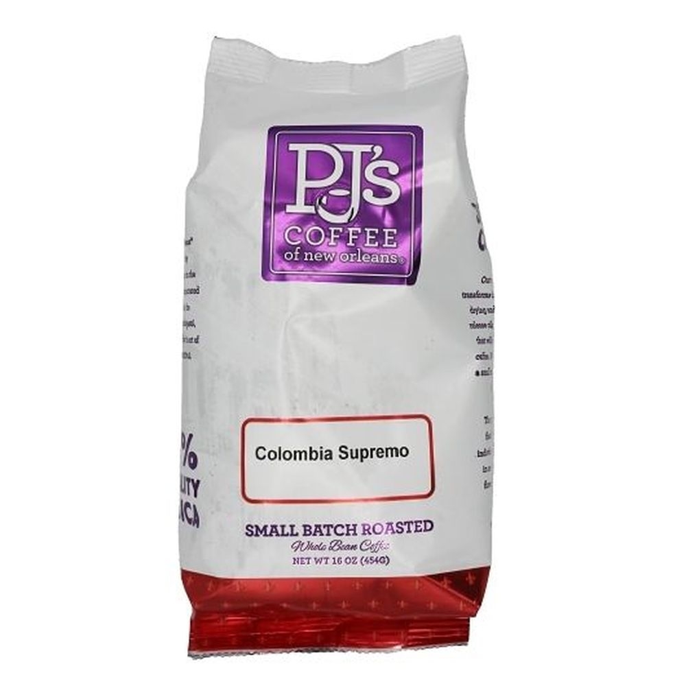 Pjs Coffee Of New Orleans Columbian Supremo Whole Bean Coffee, 16 Ounce -- 6 per case