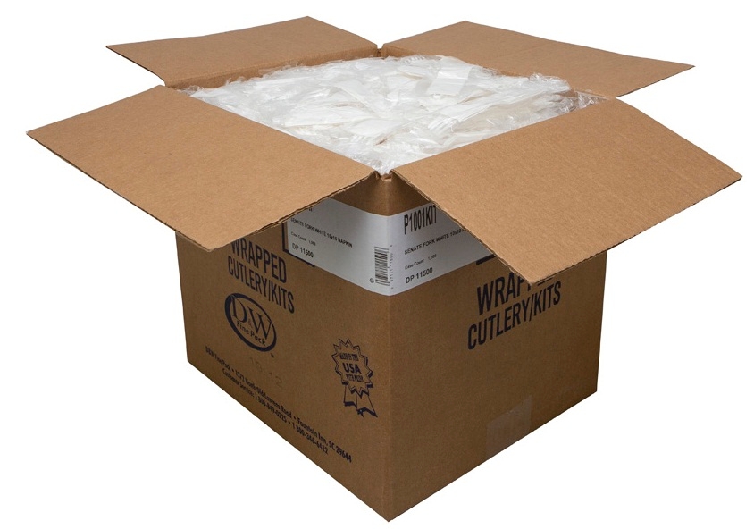 D and W Fine Pack Senate White Fork with 1 Ply Napkin -- 1000 per case.