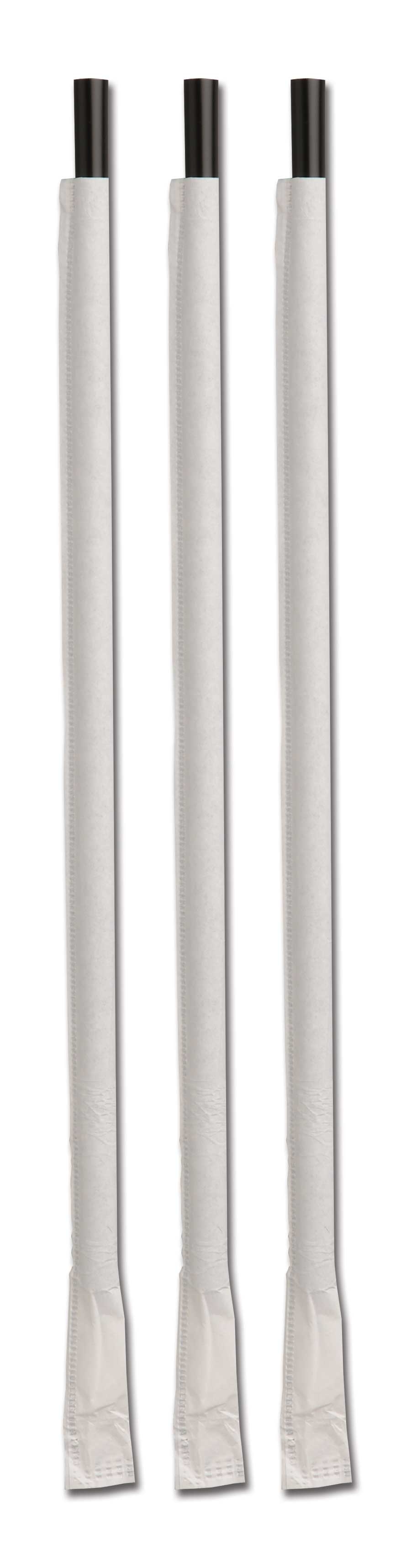 D and W Fine Pack Ebony Tall Giant Wrapped Straw, 10 1/4 inch -- 1200 per case.