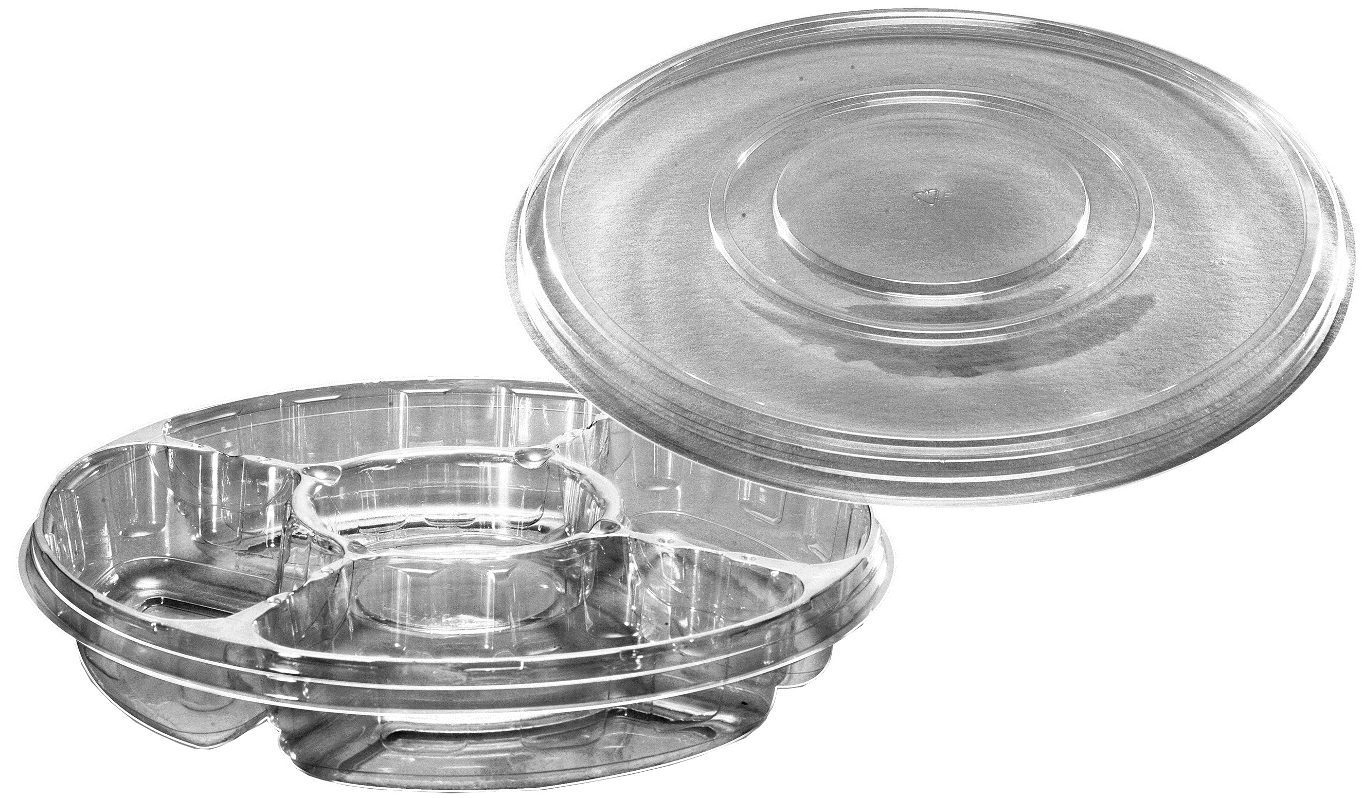 D and W Fine Pack 4 Compartment Round Platter, 13 inch -- 50 per case.