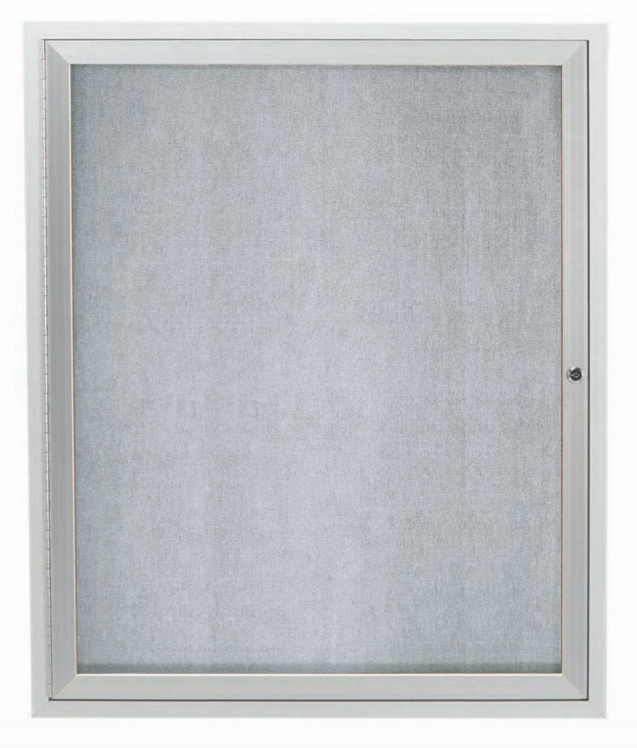 Aarco Clear Satin Anodized Finish Outdoor Enclosed Aluminum Bulletin Board with Single Door, 36 inch Height x 30 inch width