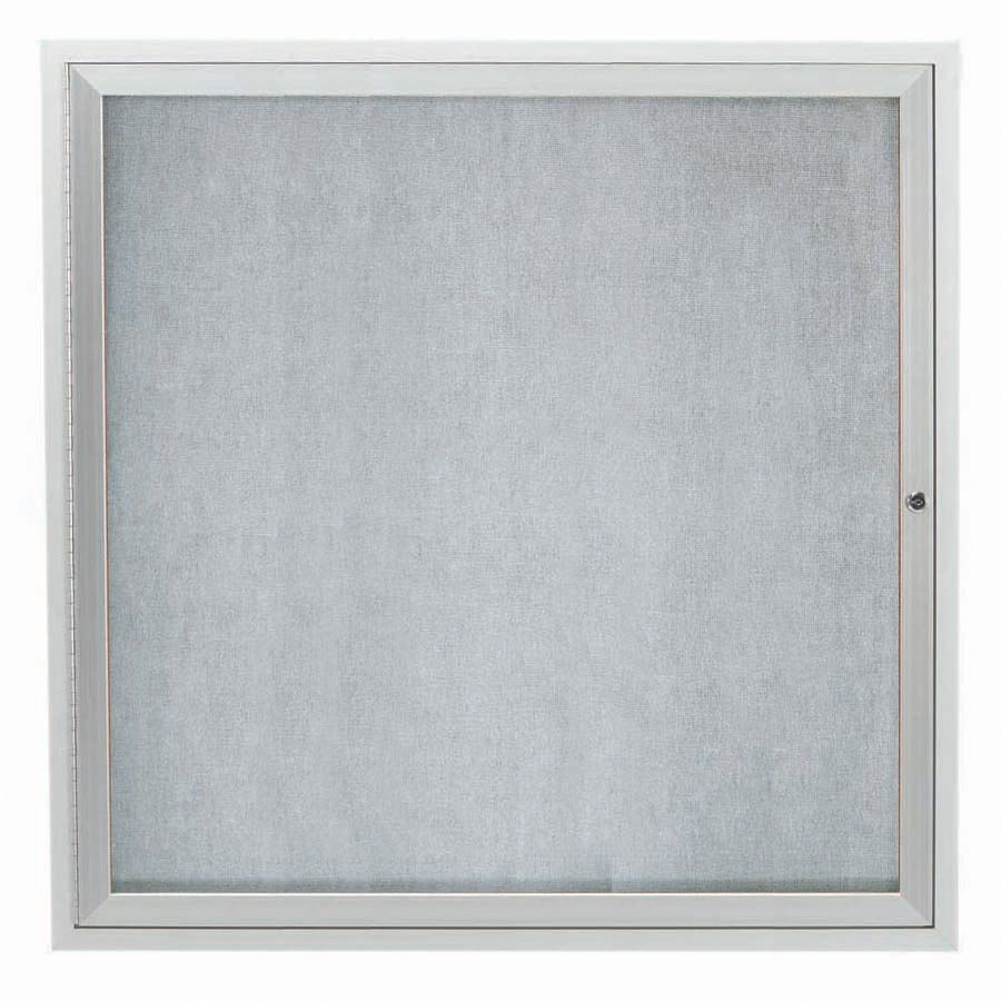 Aarco Clear Satin Anodized Finish Outdoor Enclosed Aluminum Bulletin Board with Single Door, 36 inch Height x 36 inch width