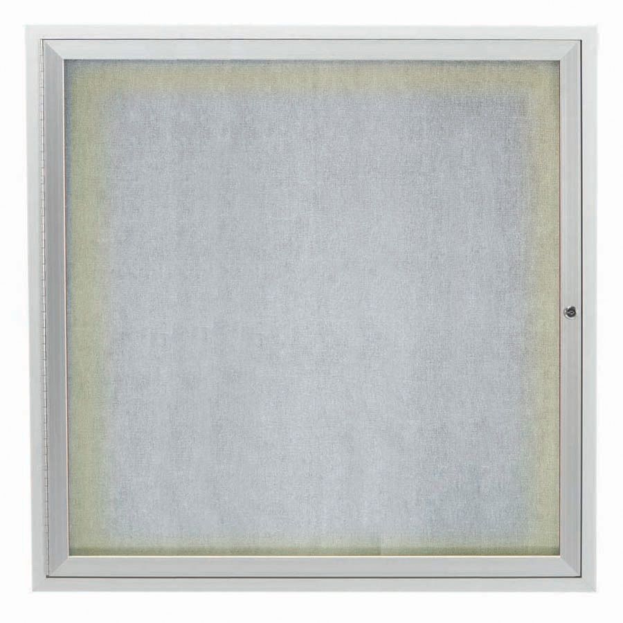 Aarco Clear Satin Anodized Finish Illuminated Outdoor Enclosed Aluminum Bulletin Board with Single Door, 36 inch Height x 36 inch width