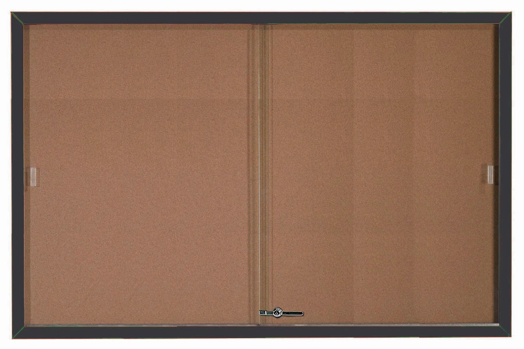 Aarco Bronze Anodized Powder Coat Frame Enclosed Bulletin Board with Sliding Glass Doors, 48 inch Height x 72 inch Width