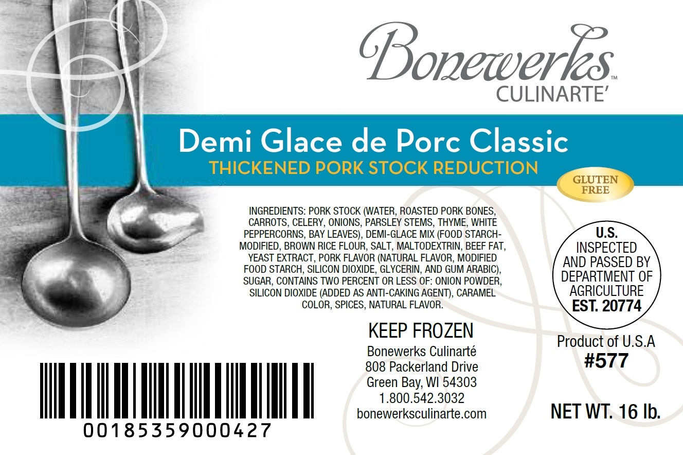 Bonewerks Culinarte Demi Glace de Porc Classic Pork Base, 16 Pound.