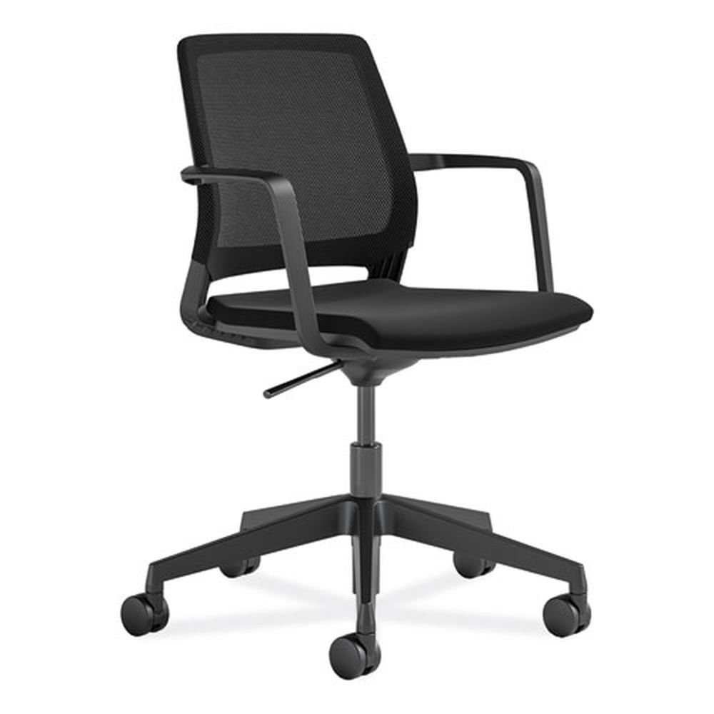 Safco 17 to 22 inch Seat Height Black Seat Back and Base Medina Conference Chair, Supports Up to 300 Pound