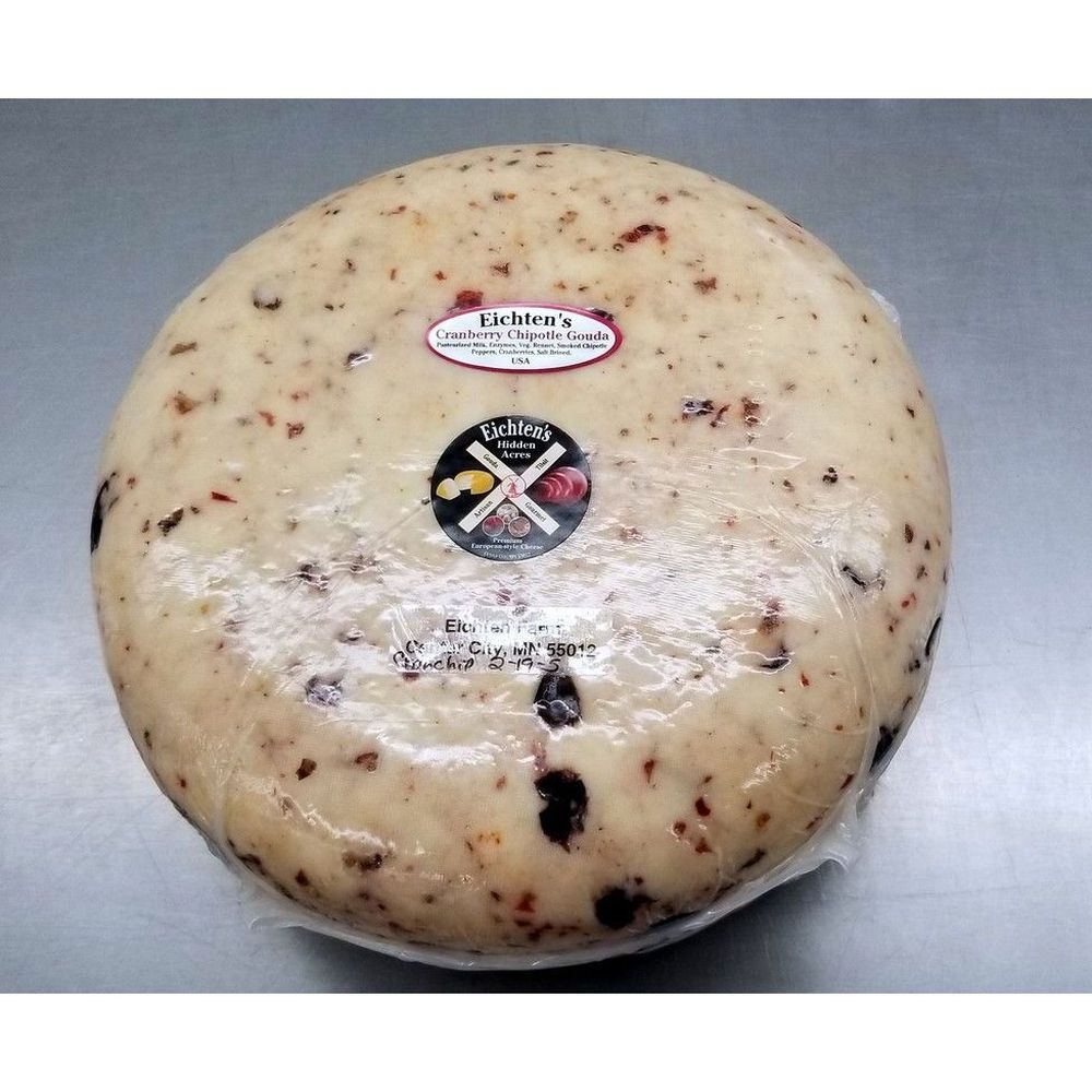 Eichtens Cranberry Chipotle Pepper Gouda Wheel Cheese, 10 Pound