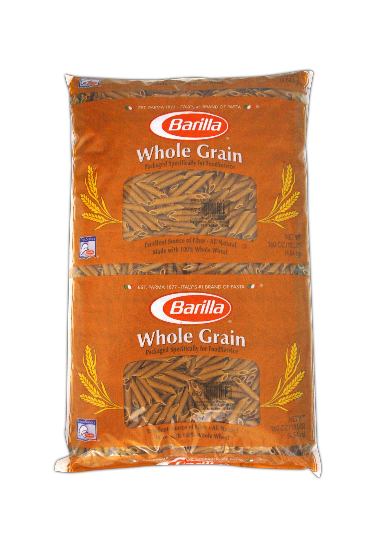 Barilla Penne 100 Percent Whole Grain Pasta, 160 Ounce -- 2 per case.