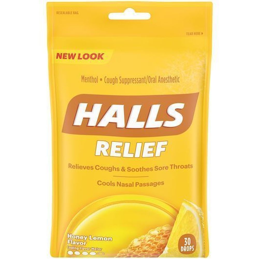 Halls Honey Lemon Cough Drops, 30 count -- 48 per case