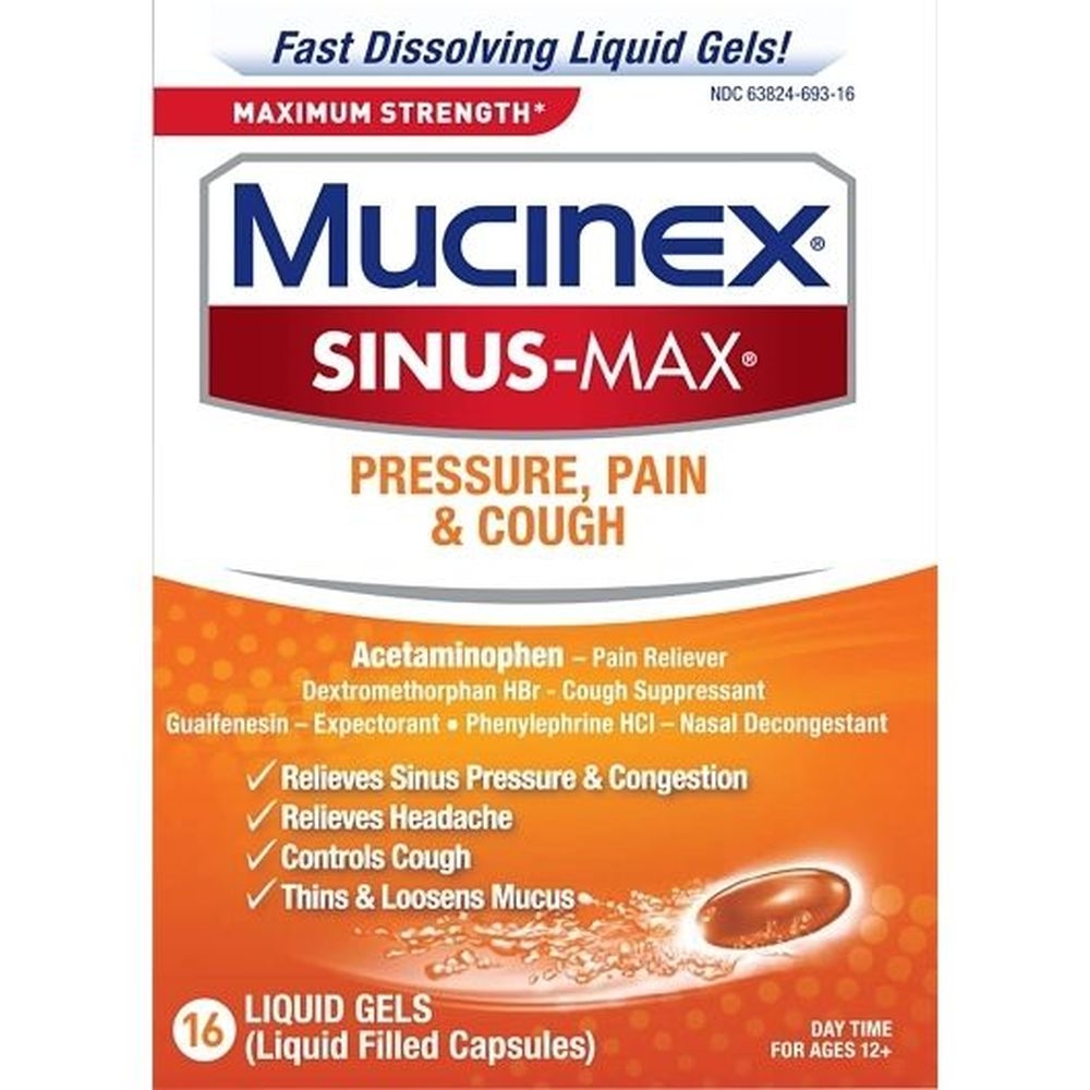 Mucinex Sinus Max Maximum Strength Liquid Gels, 16 count -- 24 per case