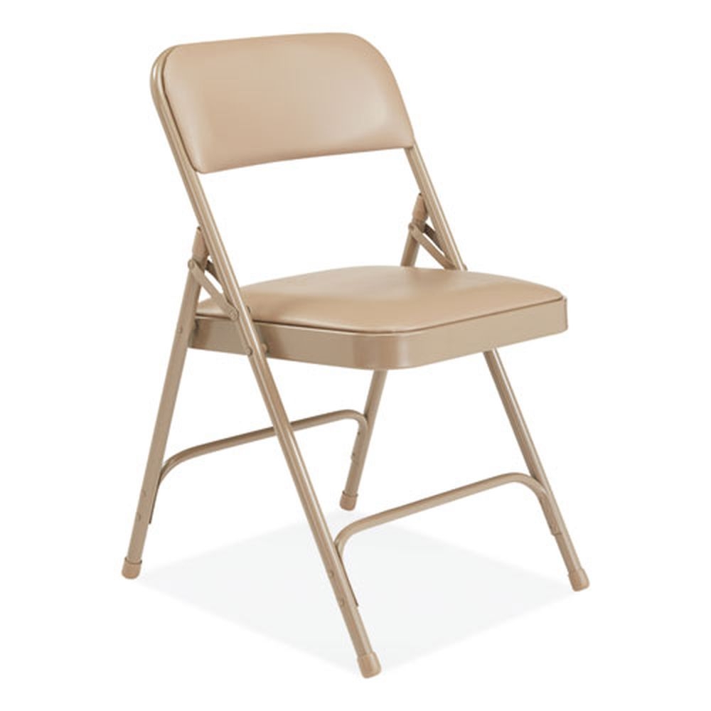 NPS 1200 Series French Beige Premium Vinyl Dual-Hinge Folding Chair with 17.75 inch Seat Height, Supports 500 Pound -- 4 per case