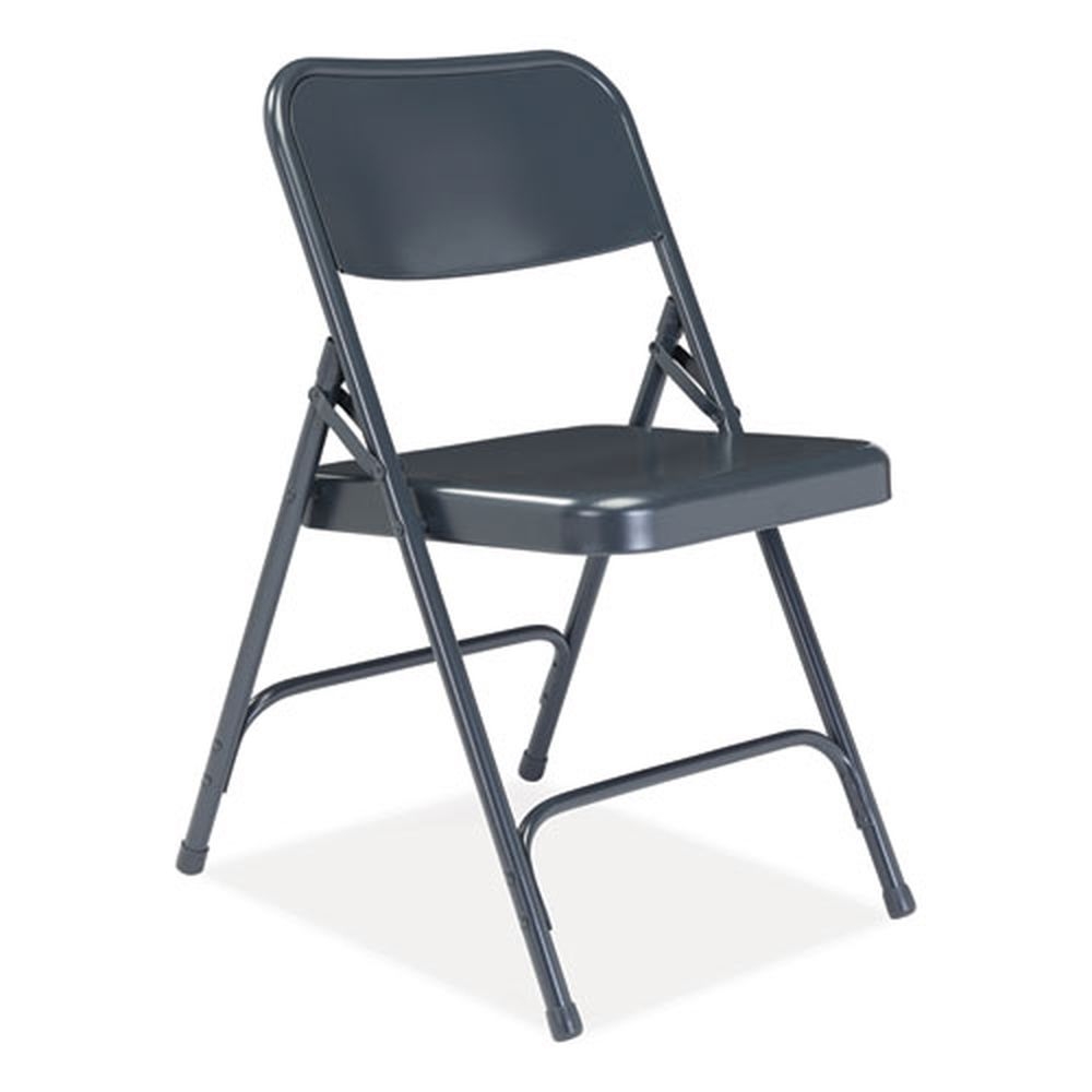 NPS 200 Series Blue Premium All-Steel Double Hinge Folding Chair with 17.25 inch Seat Height, Supports 500 Pound -- 4 per case