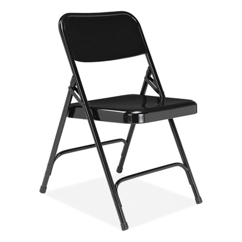 NPS 200 Series Black Premium All-Steel Double Hinge Folding Chair with 17.25 inch Seat Height, Supports 500 Pound -- 4 per case