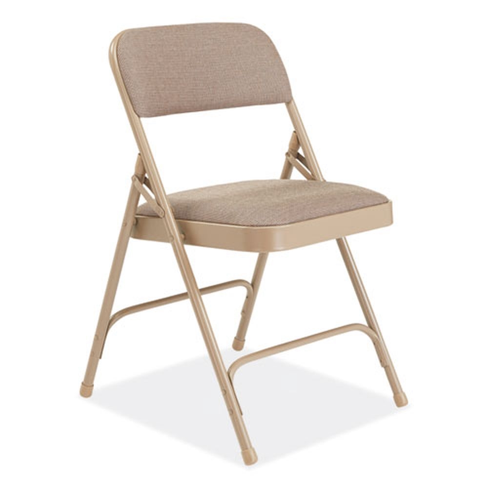 NPS 2200 Series Café Beige Deluxe Fabric Upholstered Dual-Hinge Premium Folding Chair, Supports 500 Pound -- 4 per case