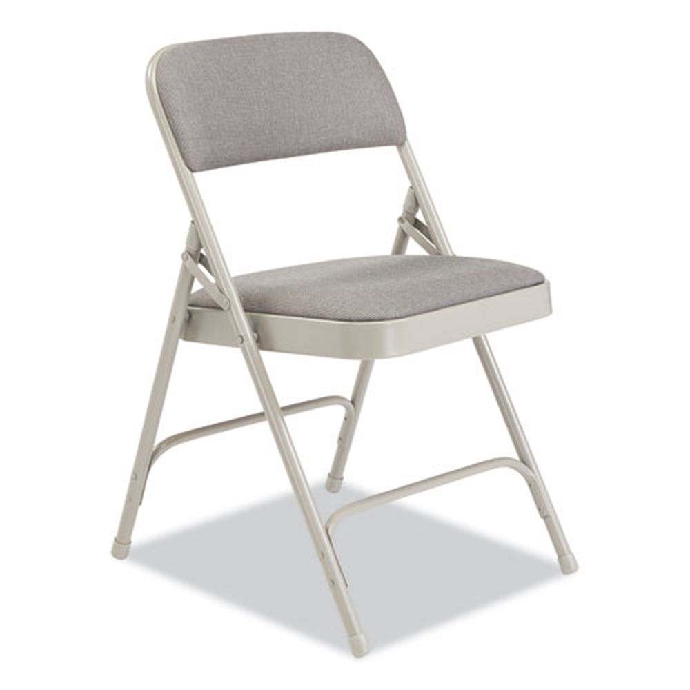 NPS 2200 Series Greystone Seat/Back Gray Base Fabric Dual-Hinge Premium Folding Chair, Supports 500 Pound -- 4 per case