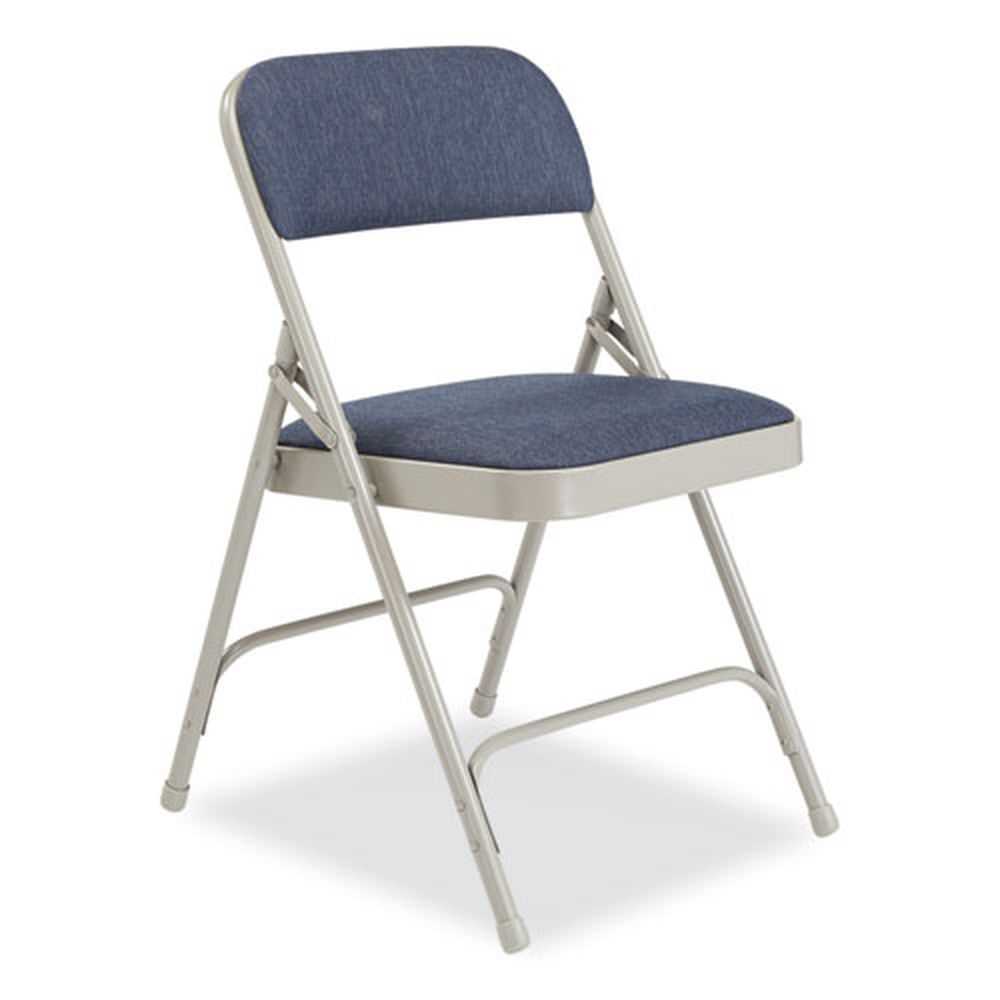 NPS 2200 Series Blue Seat/Back Gray Base Fabric Dual-Hinge Premium Folding Chair, Supports 500 Pound -- 4 per case