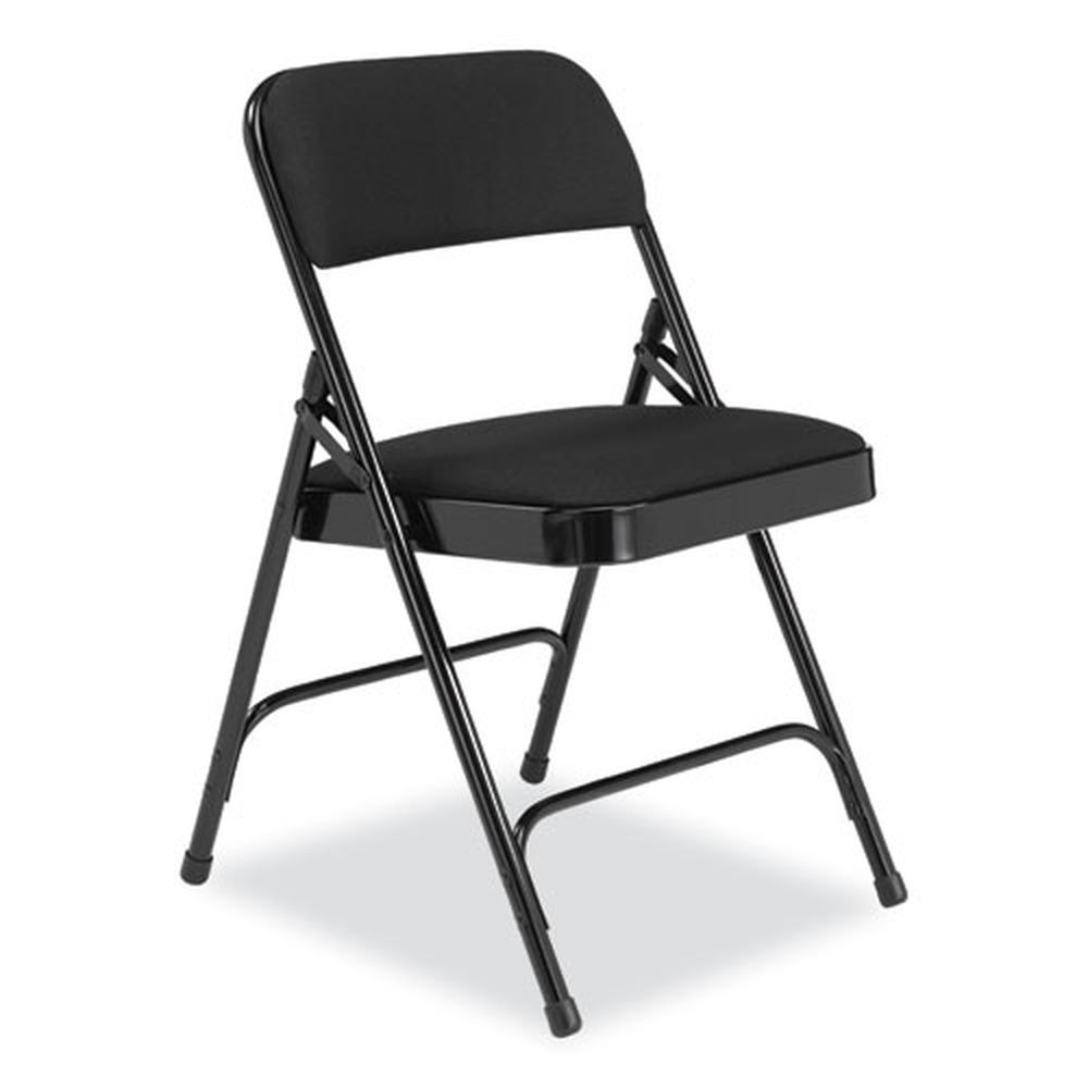 NPS 2200 Series Midnight Black Seat/Back Black Base Fabric Dual-Hinge Folding Chair, Supports 500 Pound -- 4 per case