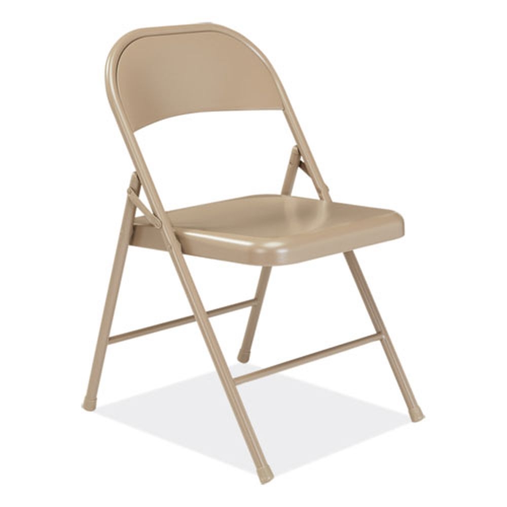 NPS 900 Series Beige Seat/Back/Base All-Steel Folding Chair with 17.75 inch Seat Height, Supports 250 Pound -- 4 per case
