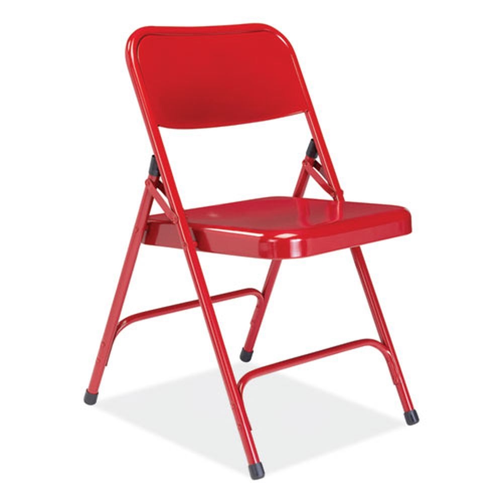 NPS 200 Series Red Premium All-Steel Double Hinge Folding Chair with 17.25 inch Seat Height, Supports 500 Pound -- 4 per case