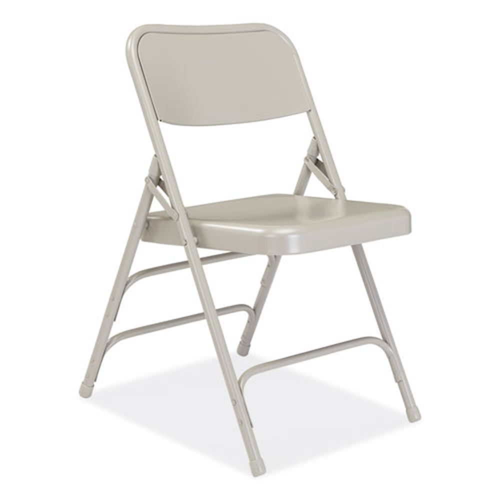 NPS 300 Series Gray Deluxe All-Steel Triple Brace Folding Chair with 17.25 inch Seat Height, Supports 480 Pound -- 4 per case