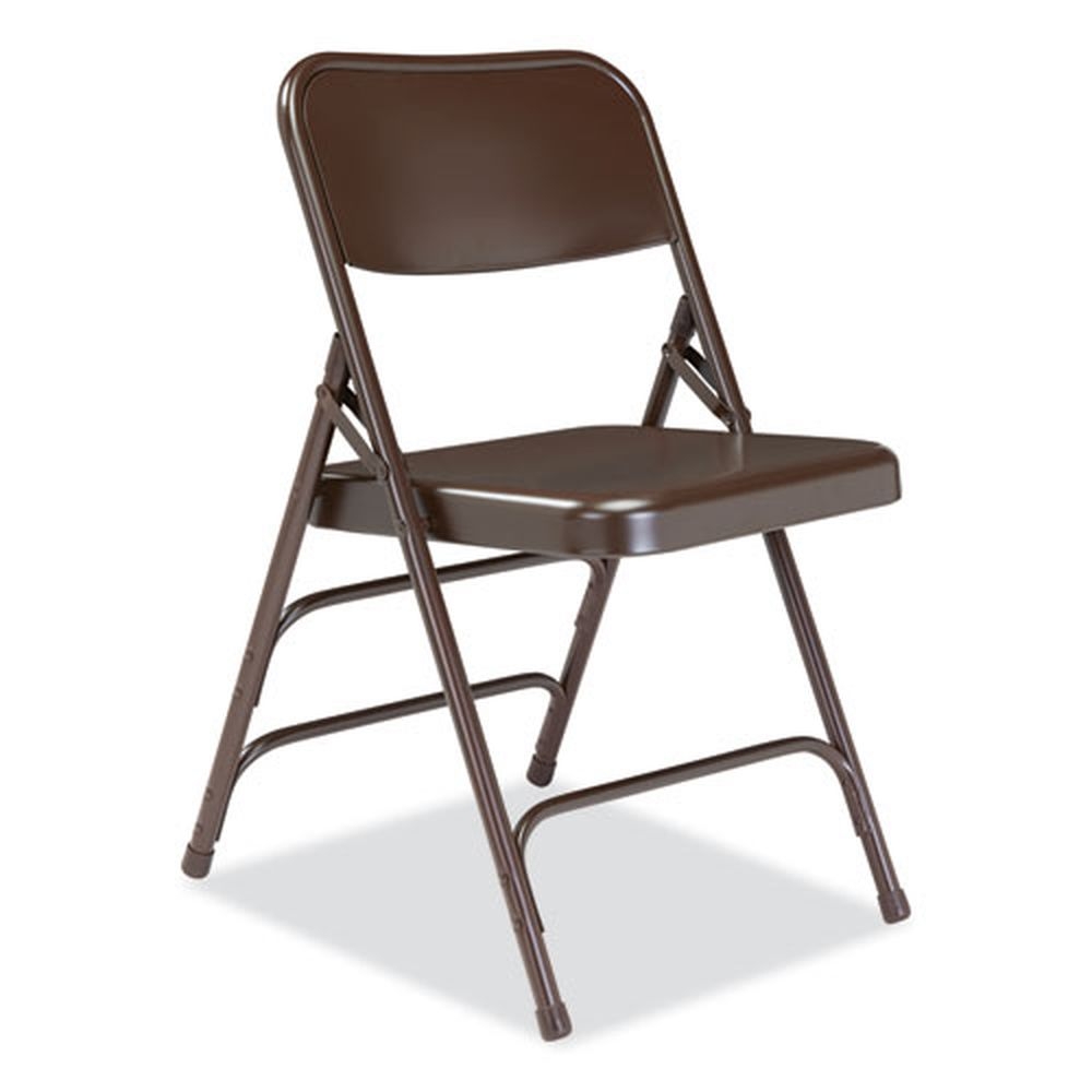 NPS 300 Series Brown Deluxe All-Steel Triple Brace Folding Chair with 17.25 inch Seat Height, Supports 480 Pound -- 4 per case
