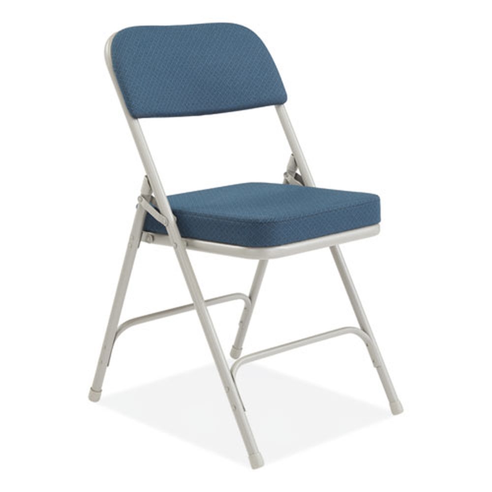 NPS 3200 Series Regal Blue Seat/Back Gray Base Fabric Dual-Hinge Folding Chair, Supports 300 Pound -- 2 per case