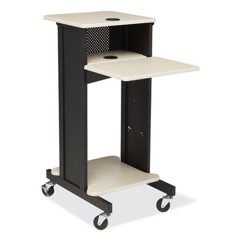 Oklahoma Sound Ivory/Black 4 Shelves Premium Presentation Cart, 18 x 30 x 40.5 inch