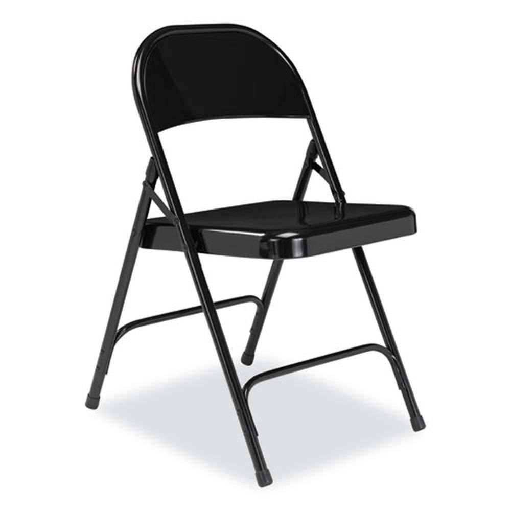 NPS 50 Series Black Seat/Back/Base All-Steel Folding Chair with 16.75 inch Seat Height, Supports 500 Pound -- 4 per case