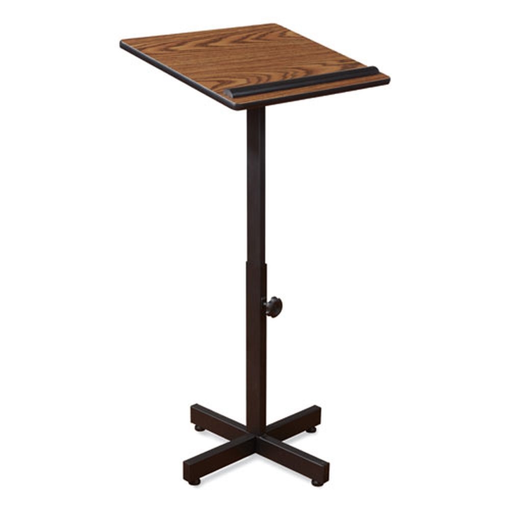Oklahoma Sound Medium Oak Portable Presentation Lectern Stand, 20 x 18.25 x 44 inch