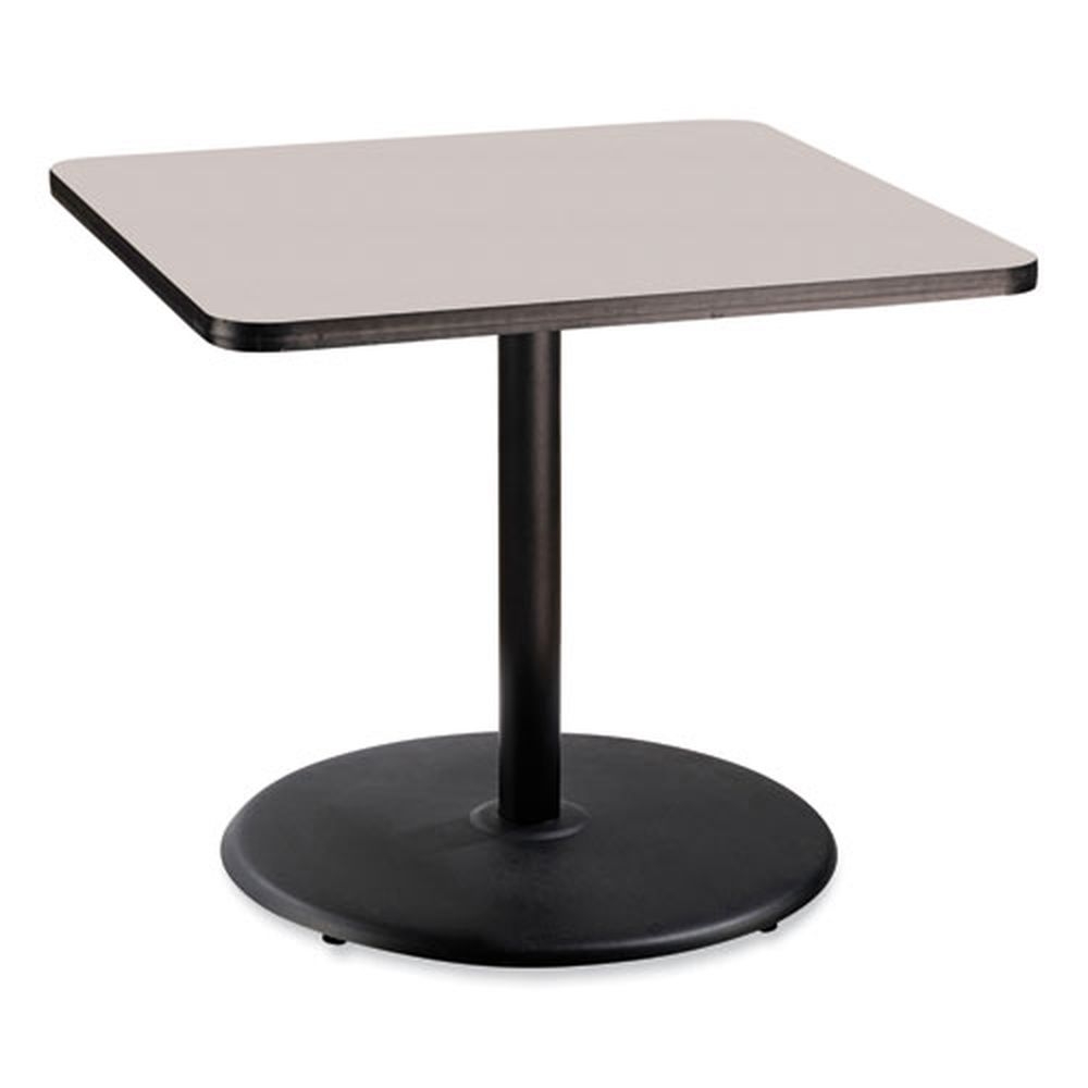 NPS Square Gray Nebula Top and Black Round Base Cafe Table, 36 x 36 x 30 inch