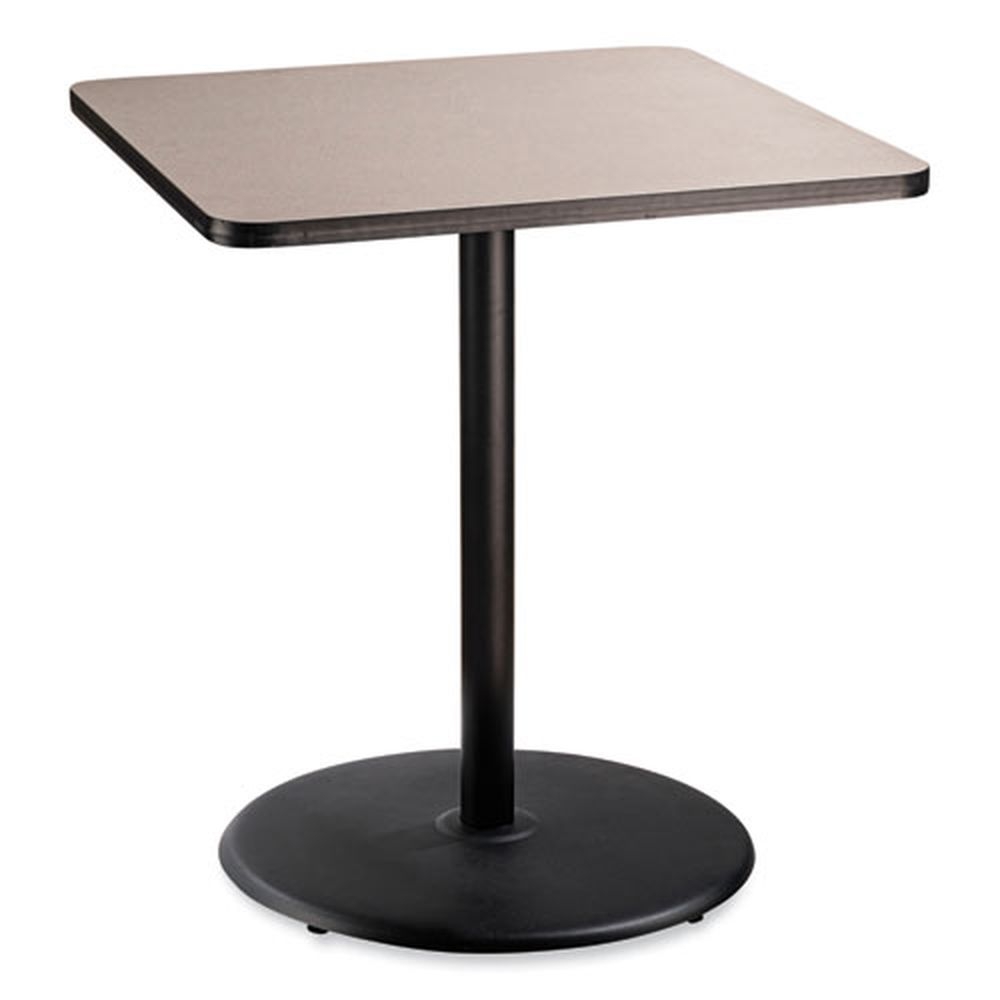 NPS Square Gray Nebula Top and Black Round Base Cafe Table, 36 x 36 x 42 inch