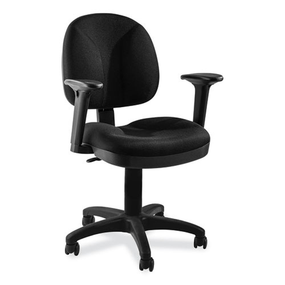 NPS Black Seat and Back Black Base 19 inch to 23 inch Seat Height Comfort Task Chair with Arms, Supports Up to 300 Pound