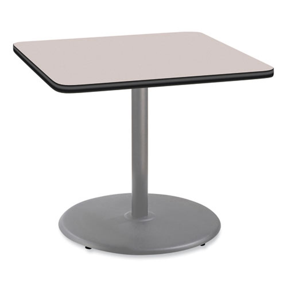 NPS Square Gray Nebula Top and Gray Round Base Cafe Table, 36 x 36 x 30 inch