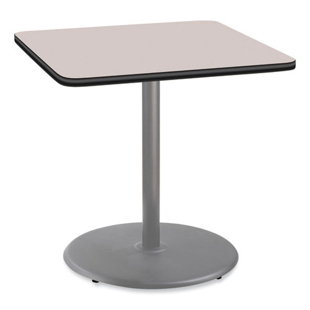 NPS Square Gray Nebula Top and Round Base Cafe Table, 36 x 36 x 36 inch