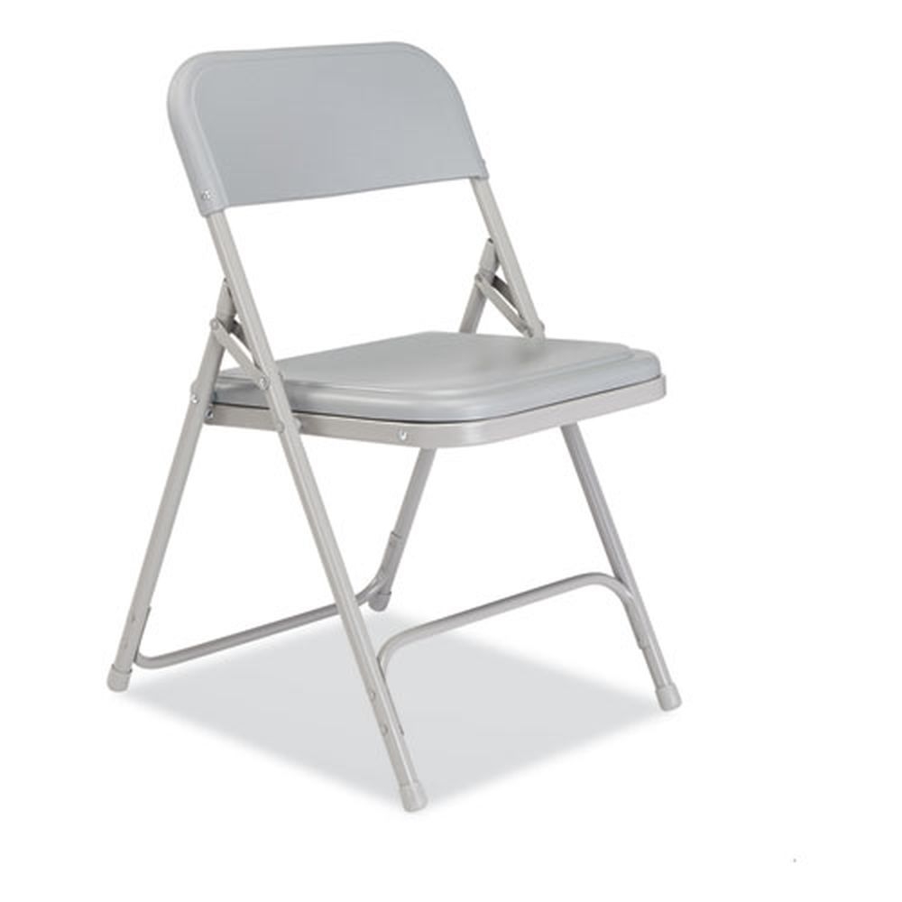 NPS 800 Series Gray Seat/Back Gray Base Premium Plastic Folding Chair with 18 inch Seat Height, Supports 500 Pound -- 4 per case