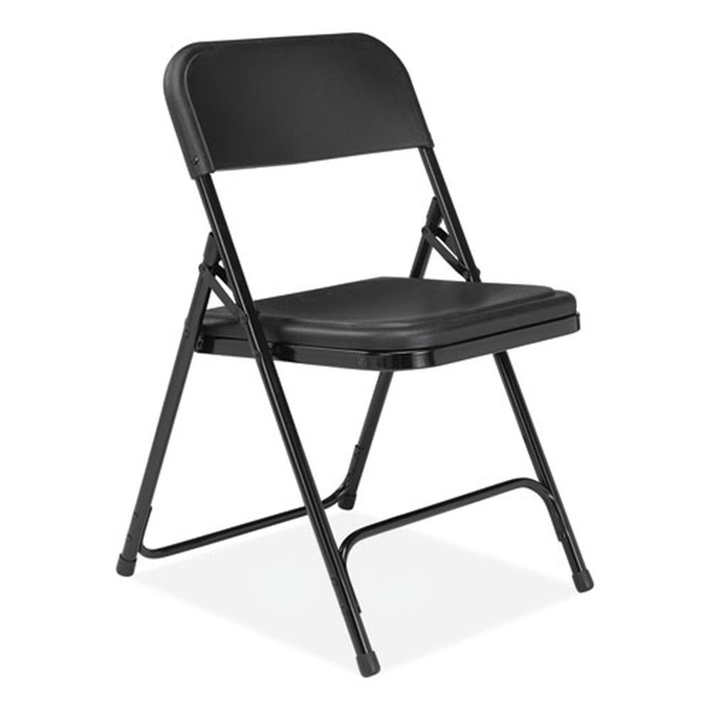 NPS 800 Series Black Seat/Back Black Base Plastic Folding Chair with 18 inch Seat Height, Supports 500 Pound -- 4 per case