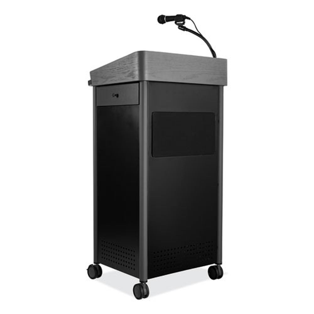 Oklahoma Sound Greystone Charcoal Gray Lectern with Sound, 23.5 x 19.25 x 45.5 inch