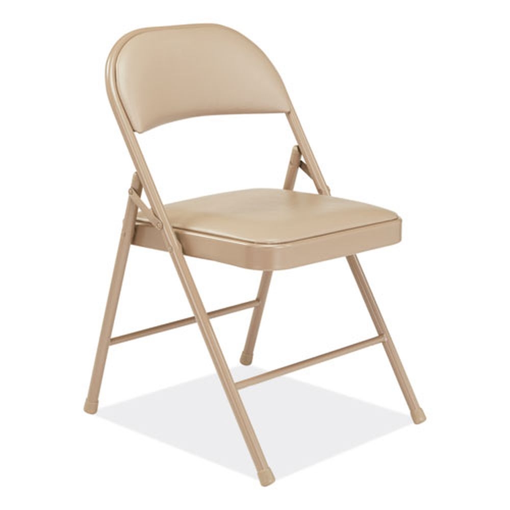 NPS 950 Series Beige Vinyl Padded Steel Folding Chair with 17.75 inch Seat Height, Supports Up to 250 Pound -- 4 per case