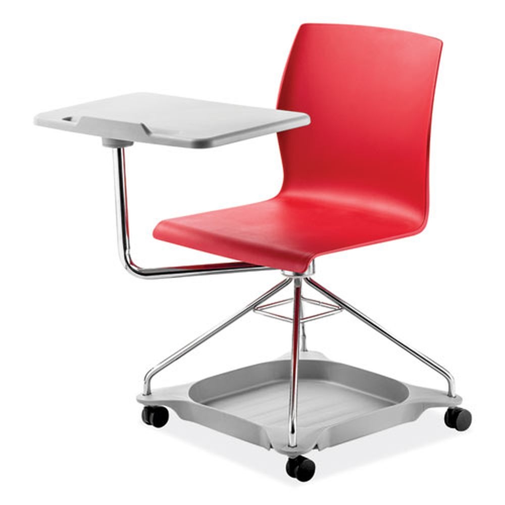 NPS CoGo Red Seat/Back Chrome Frame Mobile Tablet Chair, Supports Up to 440 Pound
