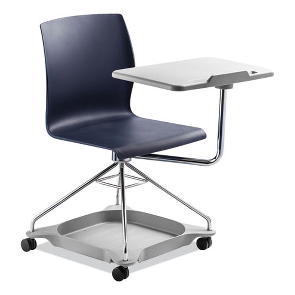 NPS CoGo Blue Seat/Back Chrome Frame Mobile Tablet Chair, Supports Up to 440 Pound