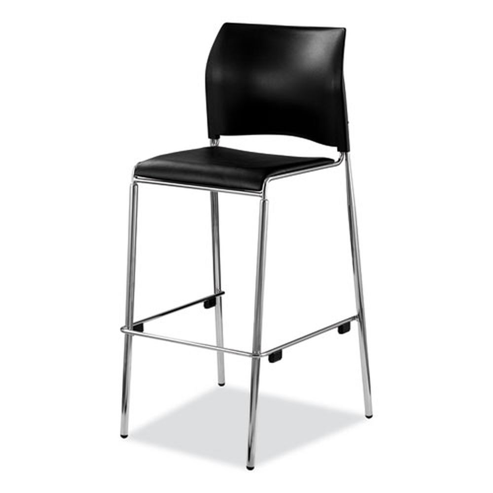 NPS Padded Black Seat and Back Chrome Base 31 inch Seat Height Cafetorium Bar Height Stool, Supports 500 Pound