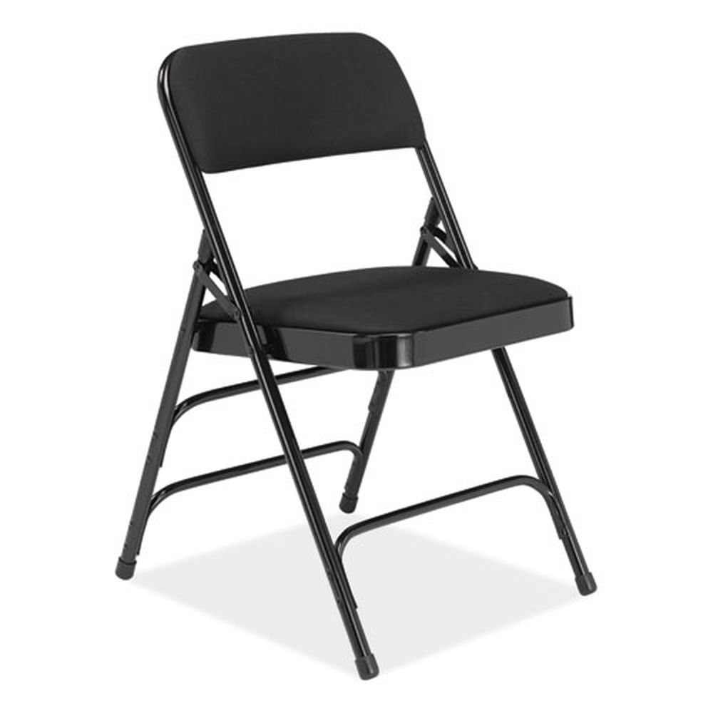 NPS 2300 Series Midnight Black Fabric Upholstered Triple Brace Premium Folding Chair, Supports 500 Pound -- 4 per case
