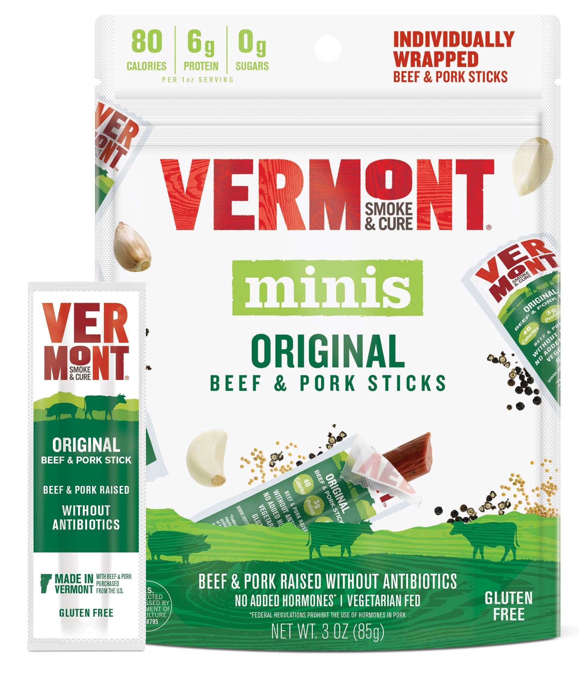 Vermont Smoke And Cure Green Precooked Original Beef and Pork Stick, 3 Ounce -- 8 per case