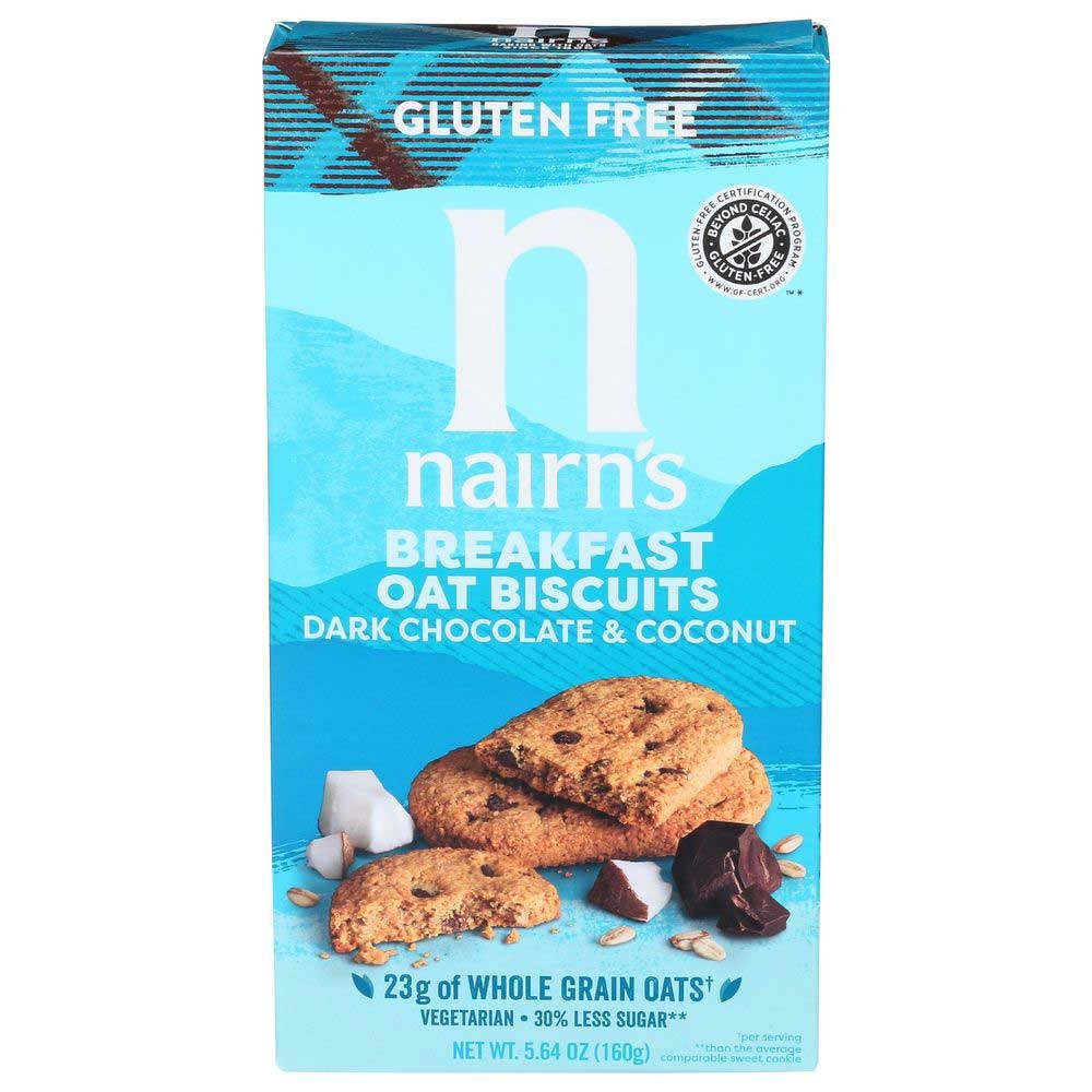 Nairns Dark Chocolate and Coconut Breakfast Oat Biscuits, 5.64 Ounce -- 6 per case