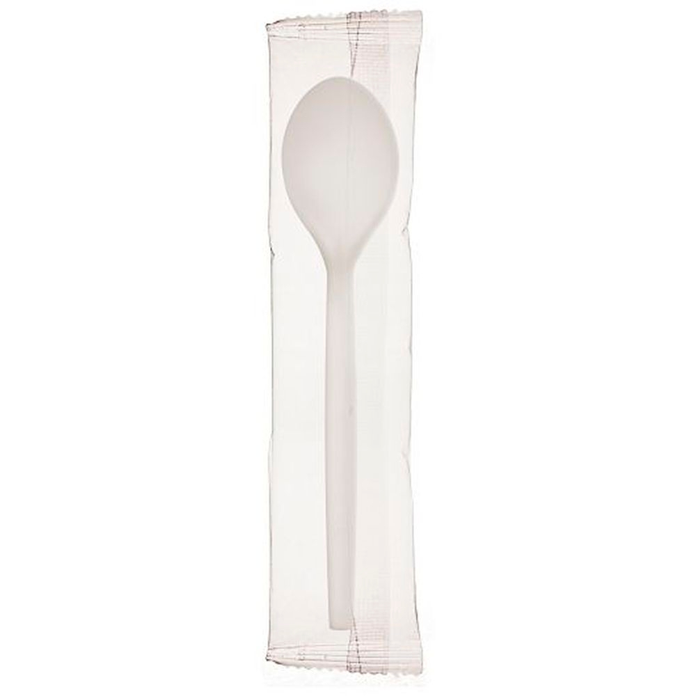 Ecosense 7 inch Individually Wrapped White PSM Spoon, 750 count