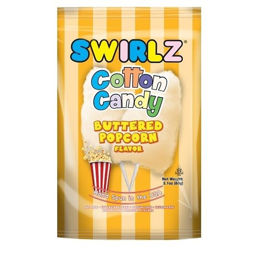 Swirlz Buttered Popcorn Swirlz Cotton Candy, 3.1 Ounce -- 12 per case