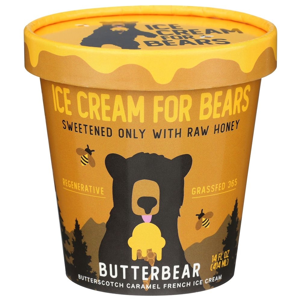Ice Cream for Bears ButterBear Butterscotch Caramel Ice Cream, 14 Fluid Ounce -- 8 per case