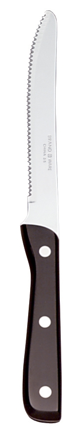 World Tableware 9.25 Inch Round Tip Steak Knife with Black Bakelite Handle -- 12 per case.