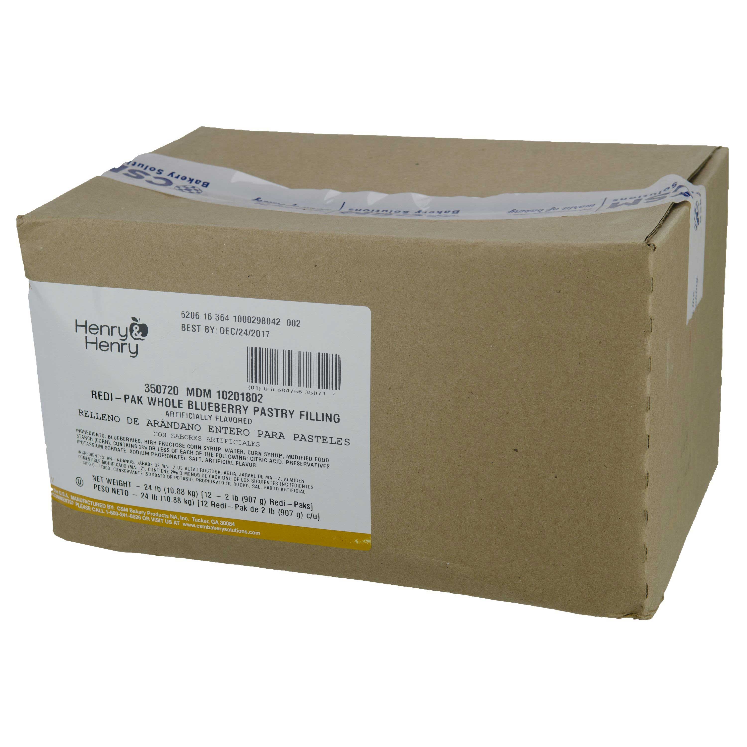 Henry & Henry Redi Pak Whole Blueberry Filling, 2 Pound -- 12 Per Case